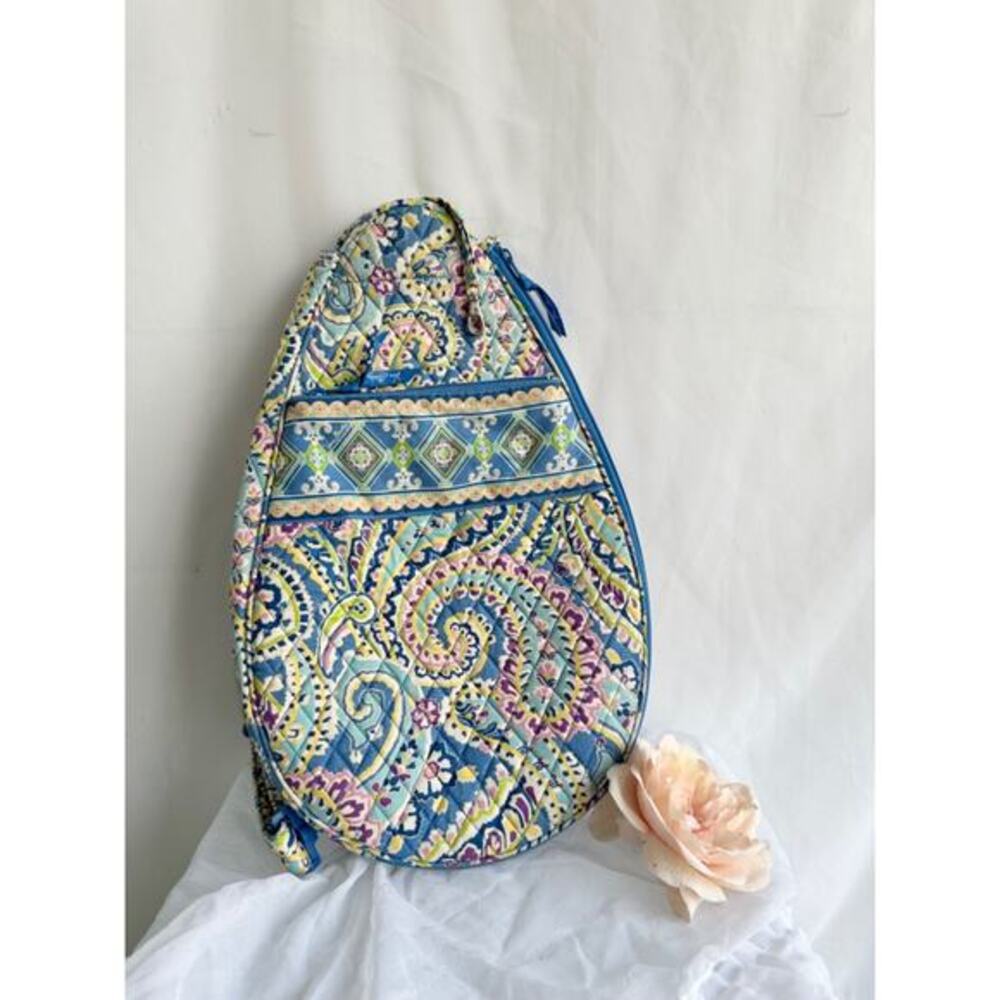 Vera Bradley Blue Paisley Crossbody Tennis Pickle ball Sling Backpack Quilted